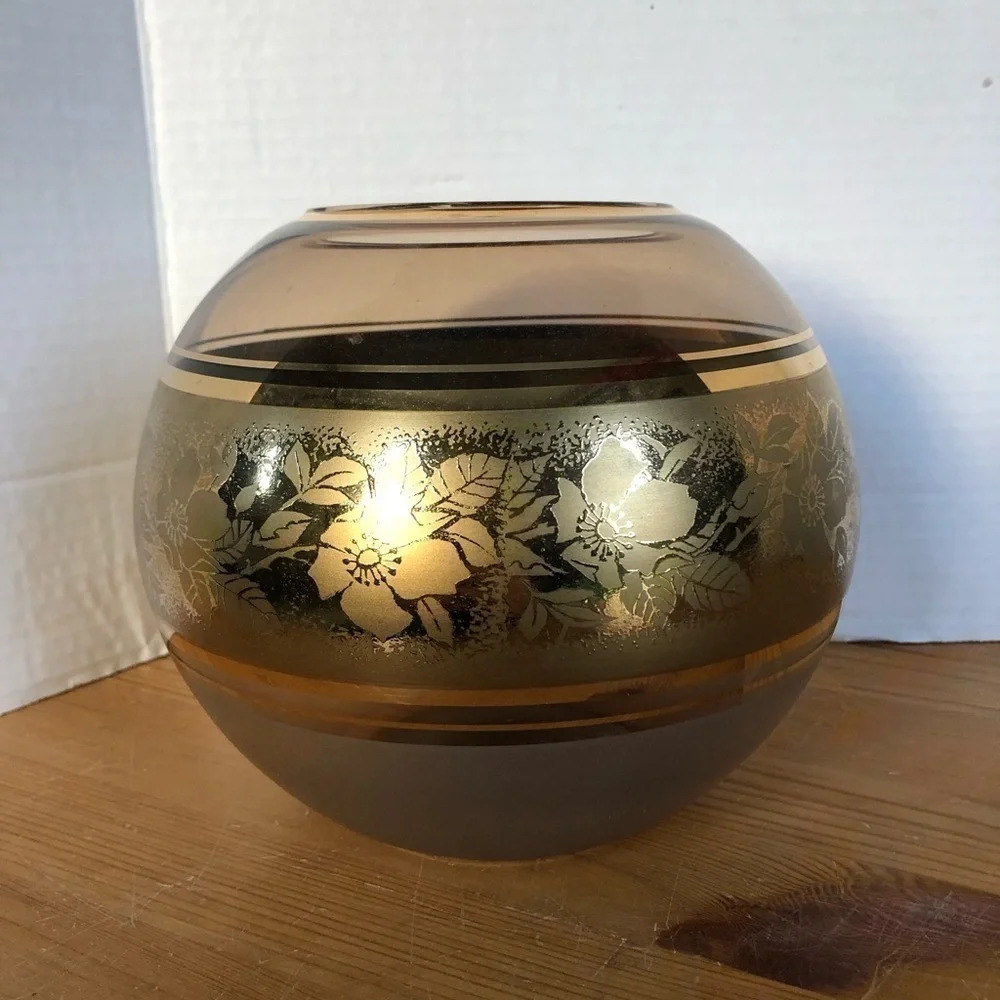 Vintage Bohemian Glass Rose  Bowl
